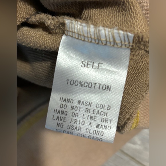 Easel Oversized Tan Love Patch Terry Sweatshirt . Size S - Picture 9 of 9